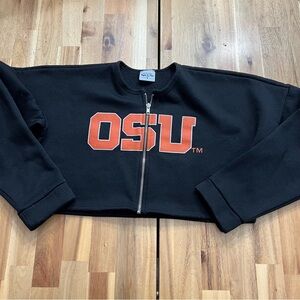 OSU Oregon State Beavers Cropped Zip Sweatshirt Small Black